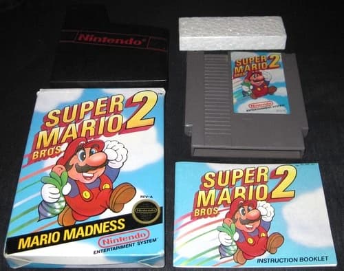 Super Mario Bros. 2 (Nintendo NES, 1988) Complete in Box CIB