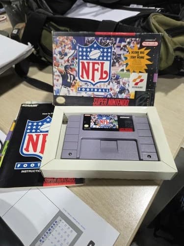 NFL Football SNES CIB Super Nintendo Konami Complete In Box Tested