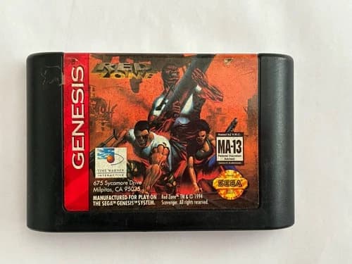 Red Zone Sega Genesis Game Cartridge Tested Working Authentic 1994 Game Only