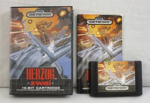 Herzog Zwei Sega Genesis Video Game 1990 COMPLETE CIB