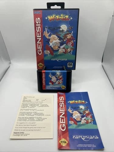 Sega Genesis Wiz 'n' Liz COMPLETE CIB W/Reg Tested Nice