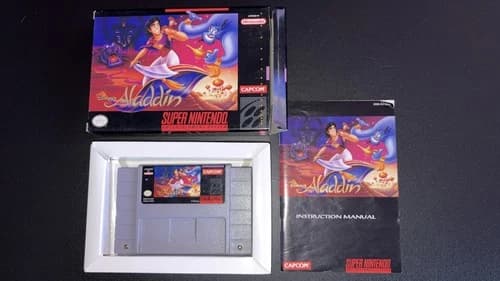 Disney's Aladdin (Super Nintendo, SNES) Complete in Box CIB w/ Manual VG Shape!