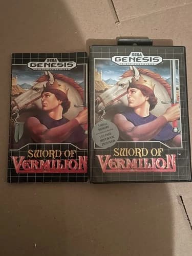 SWORD OF VERMILION - Sega Genesis, Complete CIB w/hint book no incerts