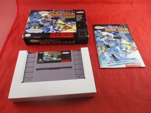 Super Baseball Simulator 1.000 (Super Nintendo SNES, 1990) COMPLETE w/ Box #O1