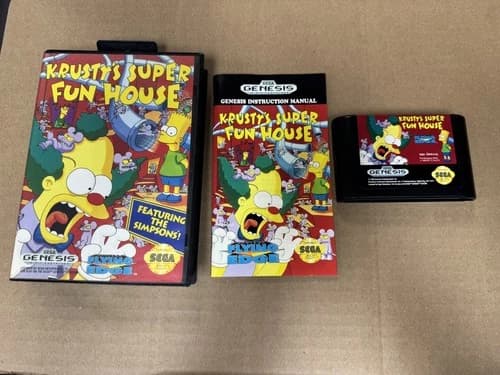 Krusty's Super Fun House Sega Genesis Complete In Box CIB Great Shape