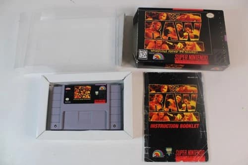 WWF Raw (Super Nintendo, SNES, 1994) Authentic, W/ box/manual tested/works great