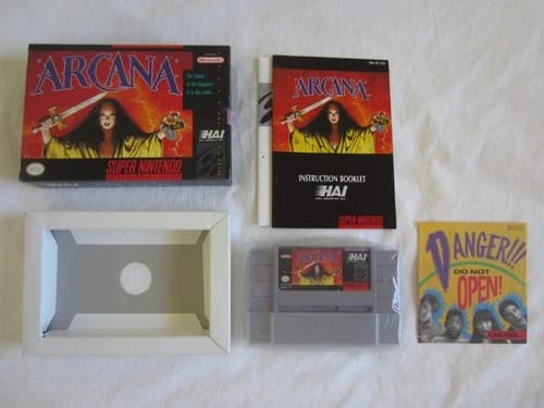 Arcana (SNES) Super Nintendo CIB 100% Complete 1992 HAL RARE