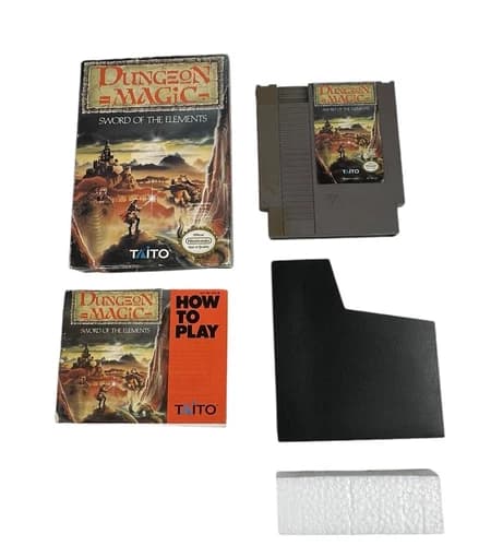 Dungeon Magic: Sword of the Elements (Nintendo NES, 1990) Cib W/manual No Map