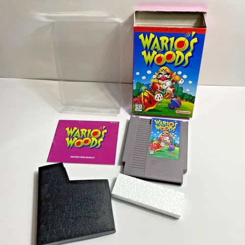Warios Woods Nintendo NES Complete In Box CIB Game Box Manual