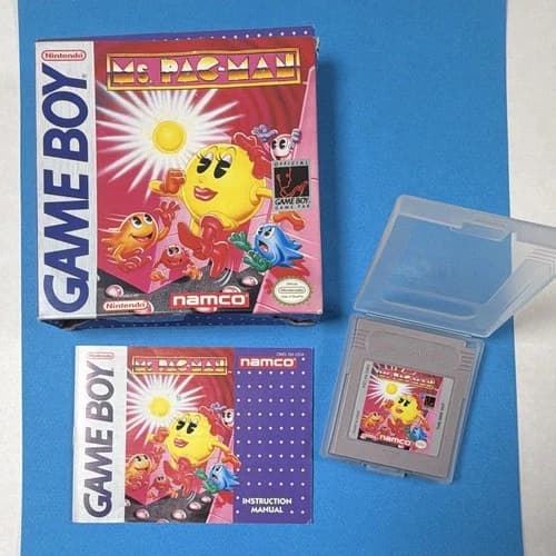 Ms. Pac-Man Nintendo Game Boy 1993 Arcade cartridge w/ Manual and box