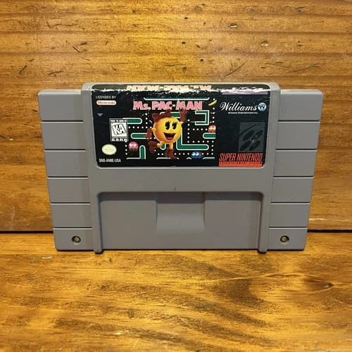 MS Pac-Man Super Nintendo SNES Video Game Cartridge 1991 Vintage