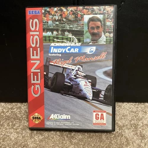 Newman Haas Indycar Nigel Mansell (Sega Genesis, 1994) Complete in Box.