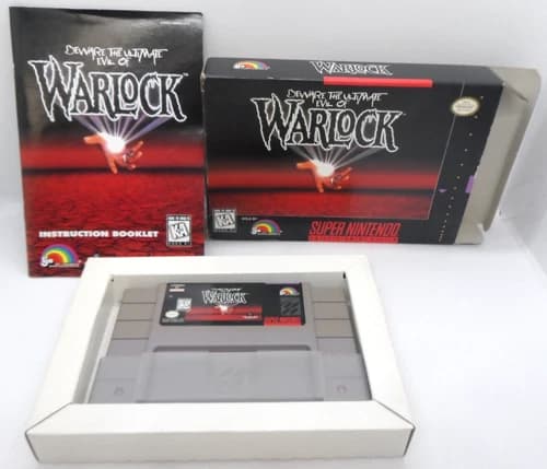 COMPLETE ~ Beware the Ultimate Evil of Warlock (Super Nintendo, 1995) SNES CIB