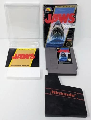 Jaws (Nintendo NES, 1987) Complete w/ Box & Manual - Tested & Working!