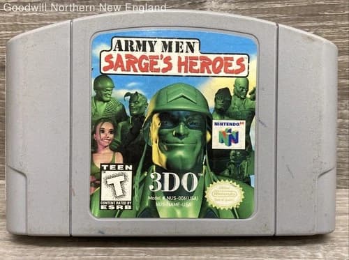 Army Men Sarge's Heroes N64 Video Game Authentic Cartridge Only Tested Works