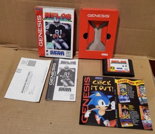 NFL '98 SEGA GENESIS COMPLETE CIB ORIGINAL AUTHENTIC SEGA CDX NOMAD