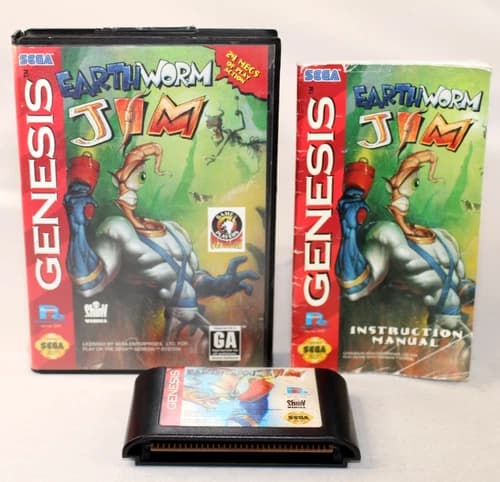 Earthworm Jim Sega Genesis Complete CIB! Authentic! Good Condition! Rare!