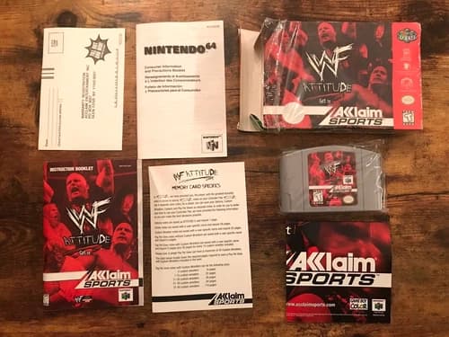 WWF Attitude, CIB, Cartridge is NEW, Box has Moderate Wear (Nintendo 64, N64)