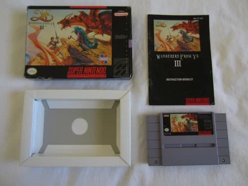 Ys III: Wanderers From Ys (SNES) Super Nintendo CIB Complete Box 1992 Sammy RARE