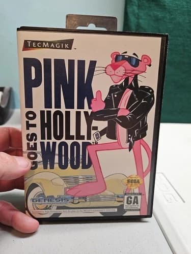 Pink Goes to Hollywood (Sega Genesis 1993) Panther CIB Complete TESTED Authentic