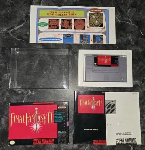 Final Fantasy II 2 Super Nintendo SNES Authentic CIB Complete Box Manual Map