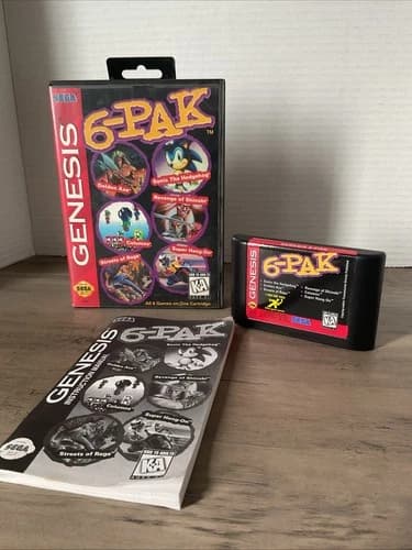 6-PAK SEGA GENESIS 1995 CIB SONIC, SHINOBI, GOLDEN AXE, STREETS OF RAGE