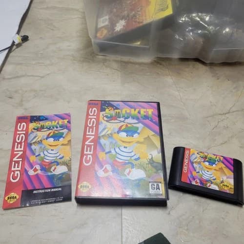 Socket (Sega Genesis, 1993) Complete w Box and Manual (Tested)