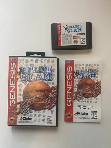 **FAST SHIPPING** College Slam (Sega Genesis, 1996) Complete with manual, CIB