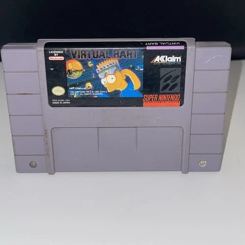 Virtual Bart SNES Super Nintendo 1994 Authentic Tested Clean Cart Only