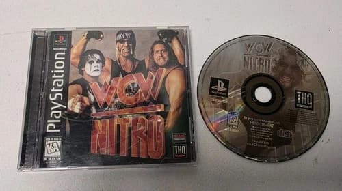 WCW Nitro (Sony PlayStation 1, 1998) Black Label PS1 Game Complete with Manual