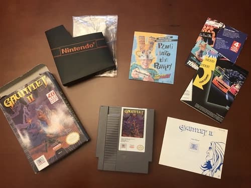 Gauntlet II 2 Nintendo NES game cartridge with box, manual, bag, original ads
