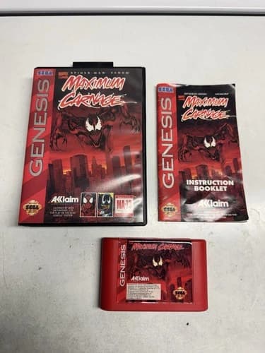 Spider-Man and Venom: Maximum Carnage (Sega Genesis) CIB complete video game red