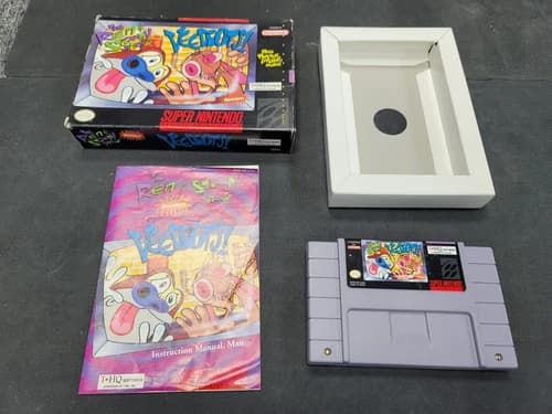Ren & Stimpy Show: Veediots Super Nintendo SNES Complete In Box CIB Great Shape