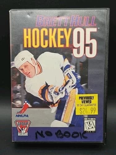 Brett Hull Hockey 95 (Sega Genesis) Video Game Blockbuster Copy - Fast Shipping