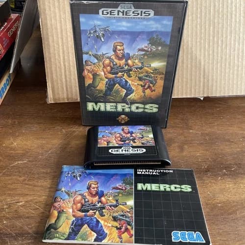 Mercs (Sega Genesis, 1991) Box and Cartridge - Authentic - CIB VEEY CLEAN COPY