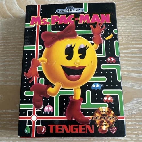 Ms. Pac-Man Sega Genesis Cardboard Box Complete CIB