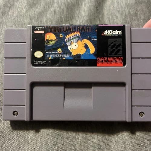 Virtual Bart - Super Nintendo SNES Cartridge Only - Wear to Label Tested