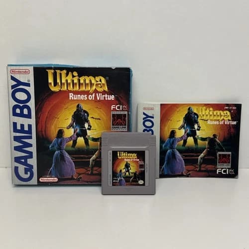 Ultima: Runes of Virtue (Nintendo Game Boy, 1993) Box, Manual, Game - Tested