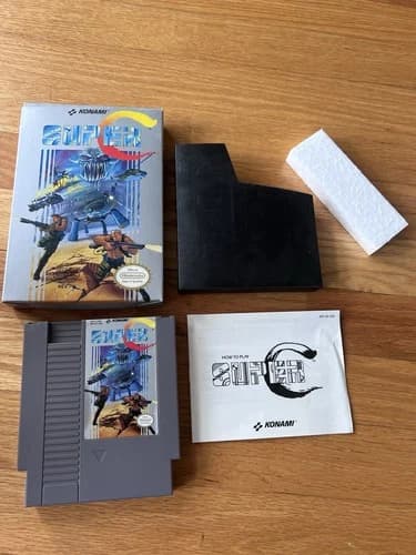 Vtg Super C (Super Contra) NES Nintendo Box Manual Styrofoam Game Graded