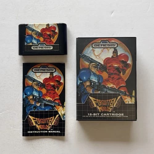 SEGA GENESIS “Forgotten Worlds” w/ Box Manual Works Great 1989 16 Bit Cartridge