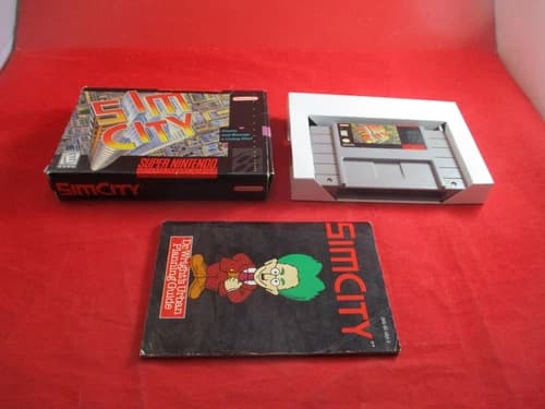SimCity (Super Nintendo Entertainment System, 1991) SNES COMPLETE w/ Box manual