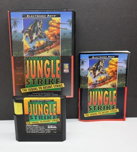 Jungle Strike Sega Genesis 1993 CIB Tested Cleaned