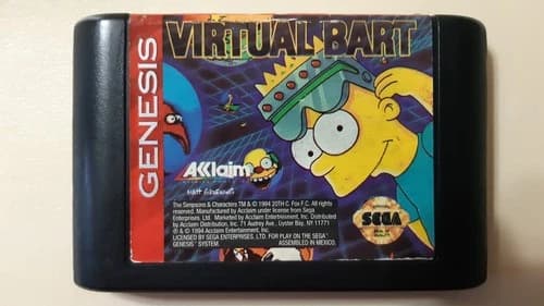 Virtual Bart (Sega Genesis, 1994) Cartridge Only. Very Good. Tested and Works