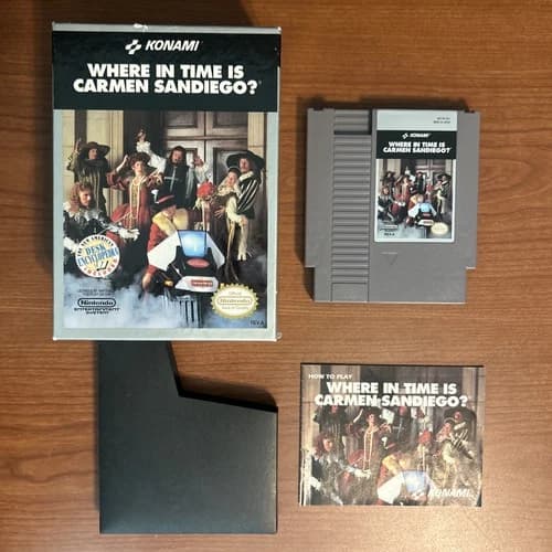 Where in Time is Carmen Sandiego NINTENDO NES Game Cartridge, Box, Manual