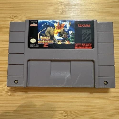 SNES 💥 King of the Monsters 2 💥 Clean Tested Authentic Godzilla Toho Kong