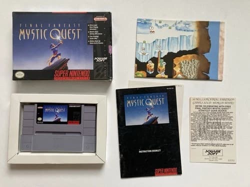Final Fantasy: Mystic Quest Super Nintendo Complete CIB w/ Manual, Reg Card, Map