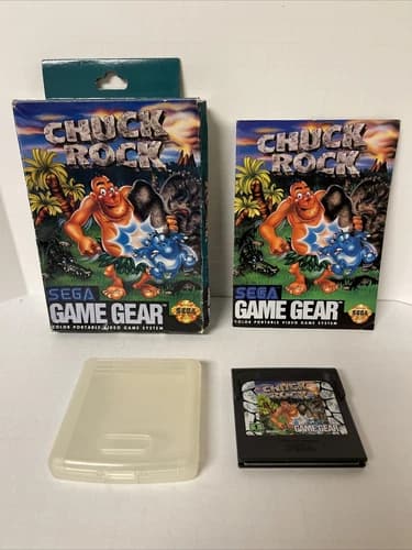 Chuck Rock (Sega Game Gear, 1992) COMPLETE w/ Box manual game WORKS!
