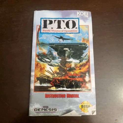 P.T.O. Pacific Theater of Operations KOIE Sega Genesis Instruction Manuel Only