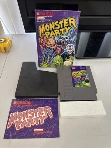 Monster Party (Nintendo NES, 1989) Complete in Box CIB Great Condition