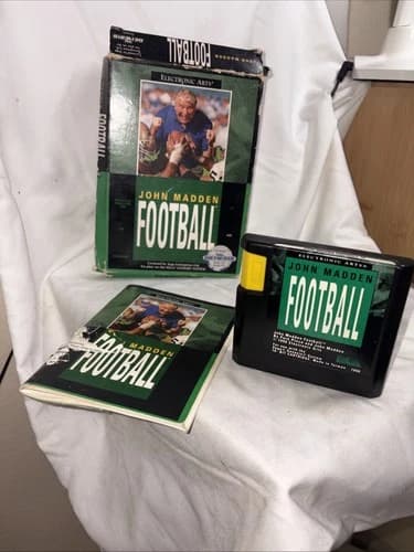 Original John Madden FOOTBALL 1990 Sega Genesis Complete Box Manual Cartridge